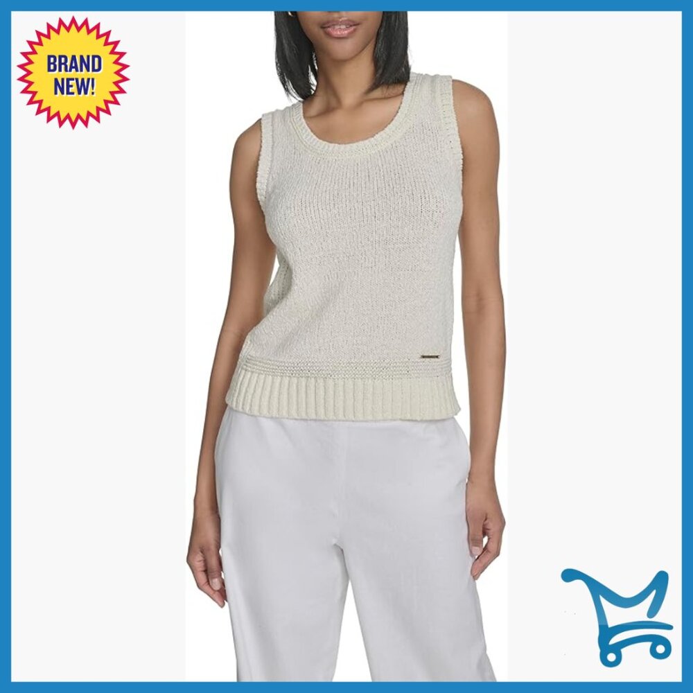 Sleeveless Scoop Neck Cotton Poly Knit Top Office Workwear Regular Fit